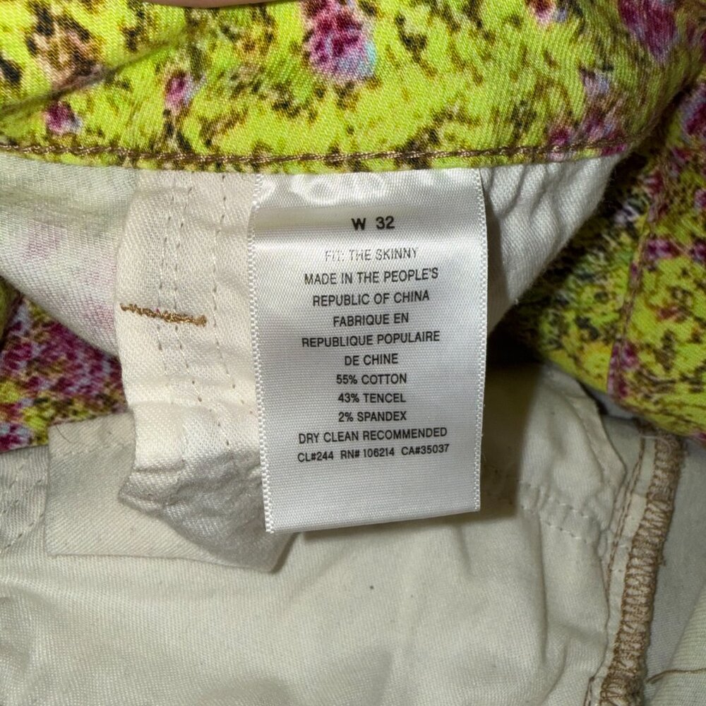 Joe's Jeans 'The Skinny' Neon Floral Stretch Denim Jeans Sunny Women's 32 - Picture 6 of 9